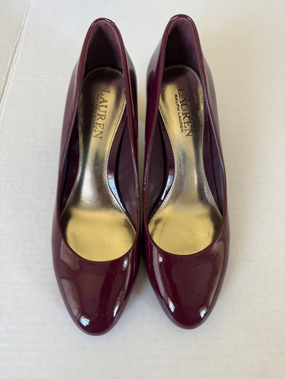 LAUREN Ralph Lauren 100% Leather Burgundy Pumps